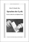Buchcover Sprachen der Lyrik