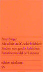 Buchcover Aktualität und Geschichtlichkeit