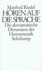 Buchcover Hören auf die Sprache