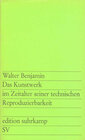 Buchcover Das Kunstwerk im Zeitalter seiner technischen Reproduzierbarkeit
