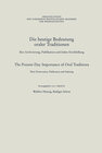 Buchcover Die heutige Bedeutung oraler Traditionen / The Present-Day Importance of Oral Traditions