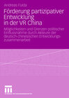 Buchcover Förderung partizipativer Entwicklung in der VR China