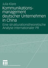 Buchcover Kommunikationsmanagement deutscher Unternehmen in China