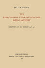 Buchcover Zur Philosophie und Psychologie der Ganzheit