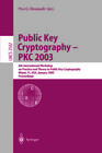 Buchcover Public Key Cryptography - PKC 2003