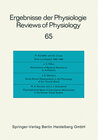 Buchcover Ergebnisse der Physiologie / Reviews of Physiology