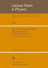 Buchcover Recent Developments in Nonequilibrium Thermodynamics