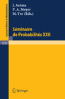 Buchcover Seminaire de Probabilites XXII
