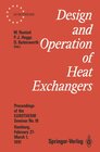 Buchcover Design and Operation of Heat Exchangers