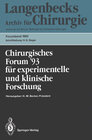 Buchcover Chirurgisches Forum ’93 für experimentelle und klinische Forschung