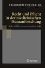 Buchcover Recht und Pflicht in der medizinischen Humanforschung