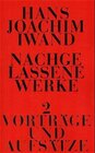 Buchcover Nachgelassene Werke / Vorträge und Aufsätze