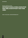 Buchcover Internationale Bibliographie der Bibliographien 1959-1988 (IBB) / Philologie, Literaturwissenschaft