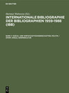 Buchcover Internationale Bibliographie der Bibliographien 1959-1988 (IBB) / Sozial- und Wirtschaftswissenschaften, Politik / Sport