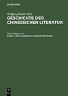 Buchcover Geschichte der chinesischen Literatur / Die klassische chinesische Prosa