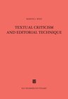 Buchcover Textual Criticism and Editorial Technique