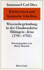 Buchcover Immanuel Carl Diez: Briefwechsel und Kantische Schriften