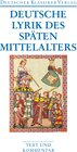 Buchcover Deutsche Lyrik des späten Mittelalters