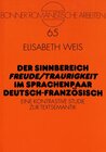 Buchcover Der Sinnbereich «Freude/Traurigkeit» im Sprachenpaar Deutsch-Französisch