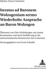 Buchcover Wiederholte Ansprache an Baron Wolzogen- Iteratus ad Baronem Wolzogenium sermo