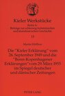 Buchcover Die «Kieler Erklärung» vom 26. September 1949 und die «Bonn-Kopenhagener Erklärungen» vom 29. März 1955 im Spiegel deuts