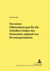 Buchcover Ein neues Editionskonzept für die Schriften Notkers des Deutschen anhand von «De interpretatione»