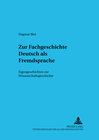 Buchcover Zur Fachgeschichte Deutsch als Fremdsprache