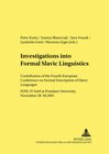 Buchcover Investigations into Formal Slavic Linguistics