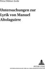 Buchcover Untersuchungen zur Lyrik von Manuel Altolaguirre
