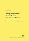 Buchcover Erfolgskriterien für Unternehmenszusammenschlüsse