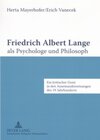Buchcover Friedrich Albert Lange als Psychologe und Philosoph