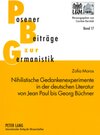 Buchcover Nihilistische Gedankenexperimente in der deutschen Literatur von Jean Paul bis Georg Büchner