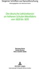 Buchcover Der deutsche Lektürekanon an höheren Schulen Westfalens von 1820 bis 1870