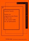 Buchcover Studien zur zeitgenössischen Musik für Flöte solo in der zweiten Hälfte des 20. Jahrhunderts