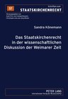 Buchcover Das Staatskirchenrecht in der wissenschaftlichen Diskussion der Weimarer Zeit