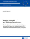 Buchcover Hedging-Geschäfte und das Insiderhandelsverbot