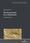 Buchcover The Prose Poem As a (Non)Genre