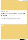 Buchcover Die Finanzmarktkrise 2007 in den USA und in Europa