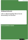 Buchcover Gibt es allgemeingültige Werte für die Beurteilung von Literatur?