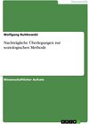 Buchcover Nachträgliche Überlegungen zur soziologischen Methode
