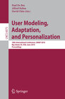 Buchcover User Modeling, Adaptation, and Personalization