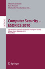 Buchcover Computer Security - ESORICS 2010