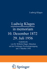 Buchcover Ludwig Klages in memoriam — 10. Dezember 1872 – 29. Juli 1956