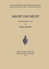 Buchcover Macht und Recht: Rektoratsrede 1948