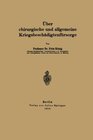 Buchcover Ãoeber chirurgische und allgemeine Kriegsbeschädigtenfürsorge