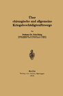 Buchcover Über chirurgische und allgemeine Kriegsbeschädigtenfürsorge