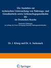 Buchcover Die Anstalten zur technischen Untersuchung von Nahrungs- und Genußmitteln sowie Gebrauchsgegenständen, die im Deutschen 