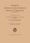 Buchcover Dokumente zur Erfindung des Augenspiegels durch Hermann von Helmholtz im Jahre 1850