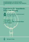 Buchcover Experimentelle Anaesthesie: Ethik und Planung