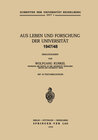 Buchcover Aus Leben und Forschung der Universität 1947/48